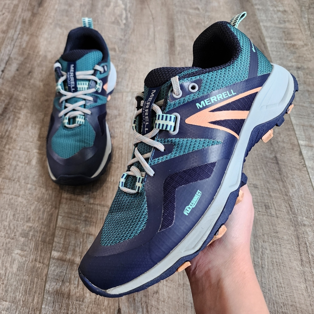 Merrell Gore-Tex MQM Flex 2 Hiking Shoes, Teal/Peach, Women's Size 9